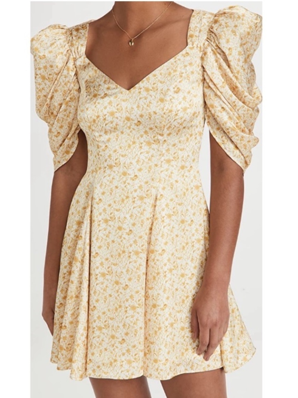 AMUR Kennedy Mini Dress NWT Size 2 Golden Dandelion Floral Puff Sleeve